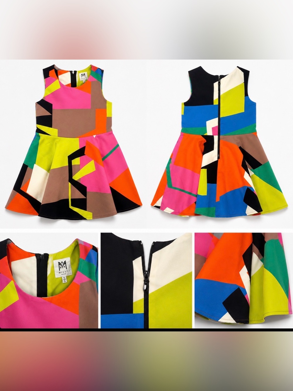 Milly Minis Girls Geometric Fit & Flare Dress – Size 5 y